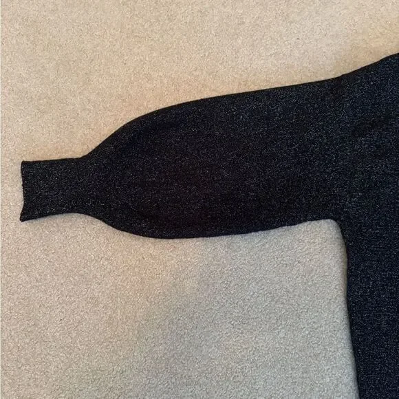 H&M Glitter Evening Black Crew Neck Bishop Sleeve Sweater Dress NWOT Size M - Picture 7 of 12